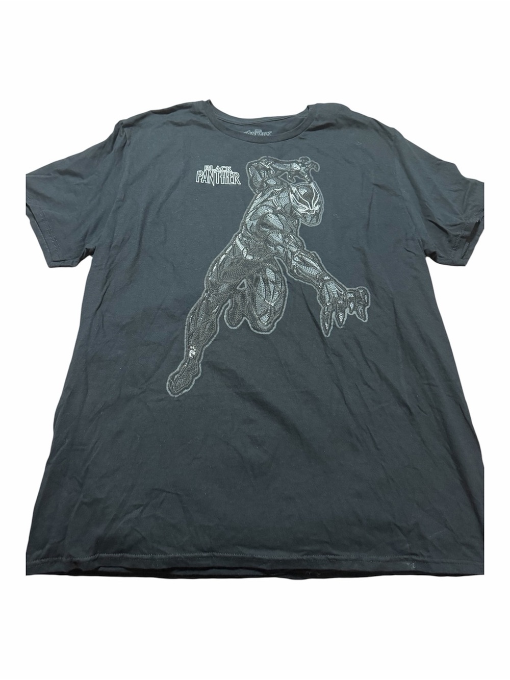 Black Panther Marvel Avengers Raised Texture Tee Shirt Mens Size XL Comic